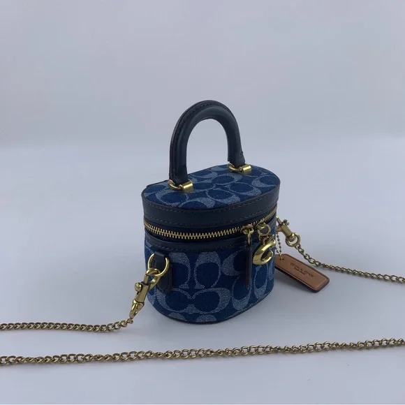 COACH Blue Denim Signature Mini Vanity Crossbody - Picture 2 of 8